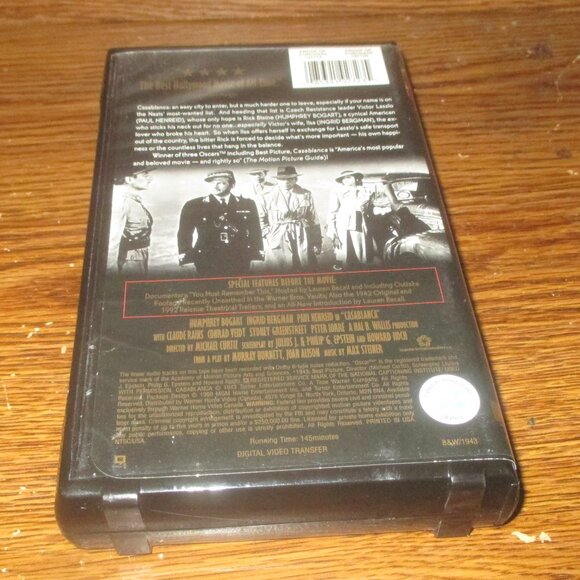 Casablance (VHS, Original from 1943 but remastered in1998 on this tape) - Picture 4 of 9